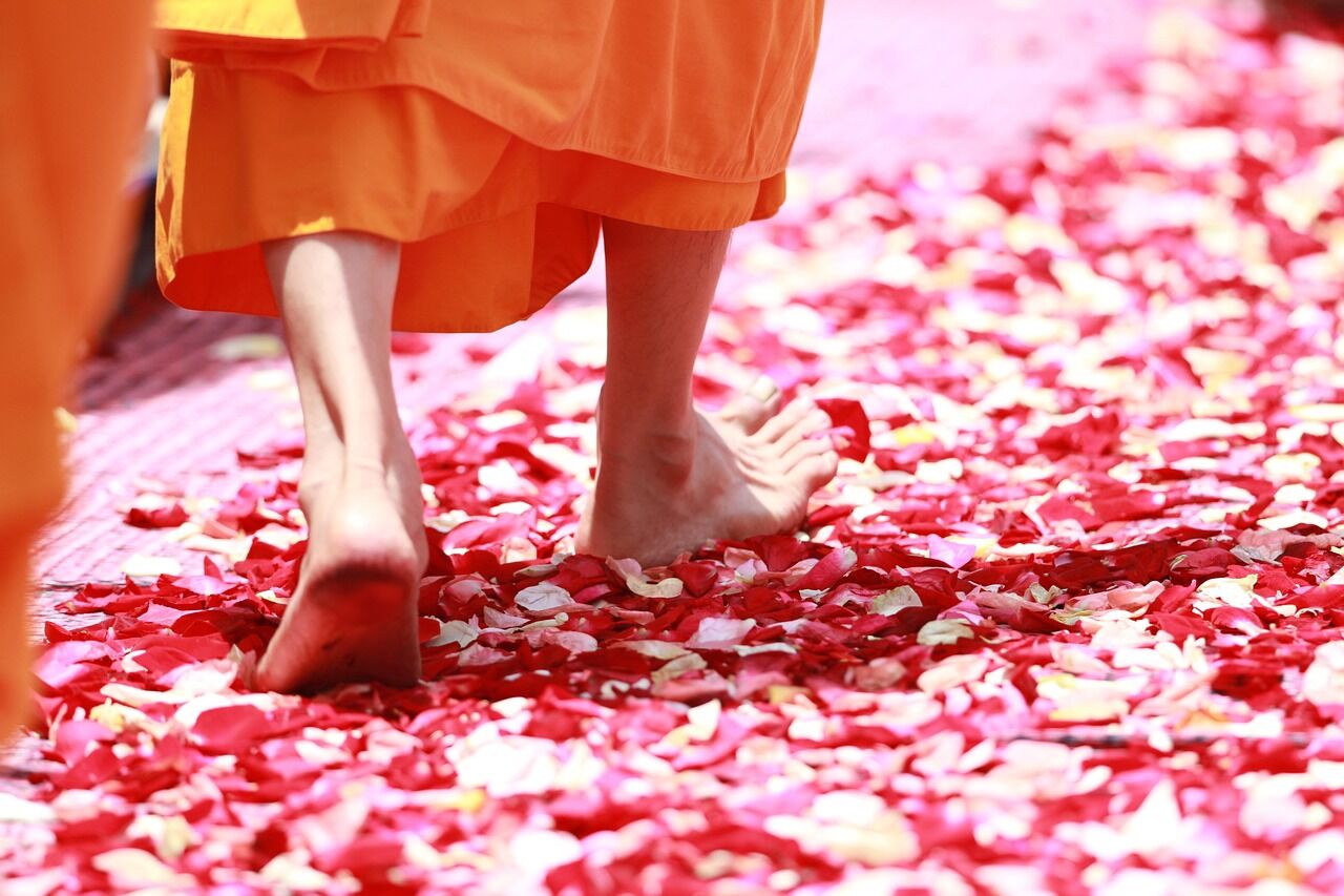 Walks of Buddhist Monks in Thailand